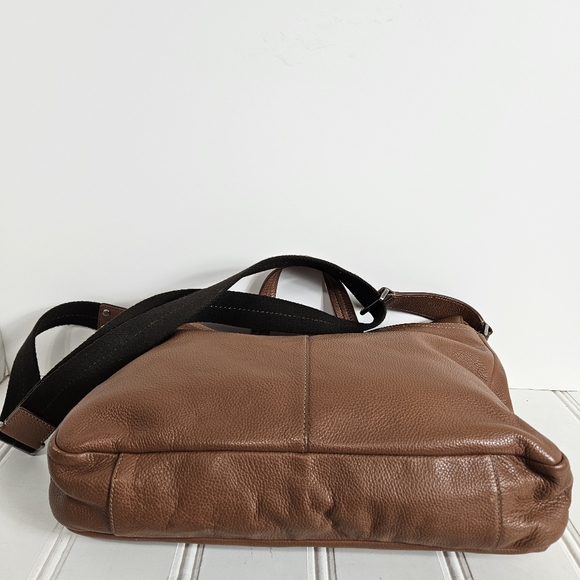 Coach Transatlantic Messenger Bag Brown Pebbled Leather Unisex Crossbody - Picture 9 of 16